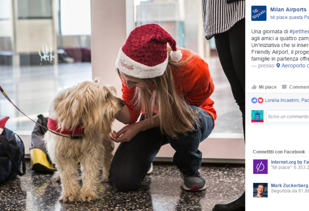 Pet Therapy a Malpensa contro l’ansia da volo
