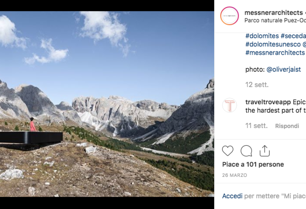 Sulle Dolomiti il balcone mozzafiato per ammirare il panorama