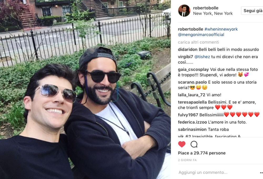 Marco Mengoni e Roberto Bolle, selfie insieme a New York