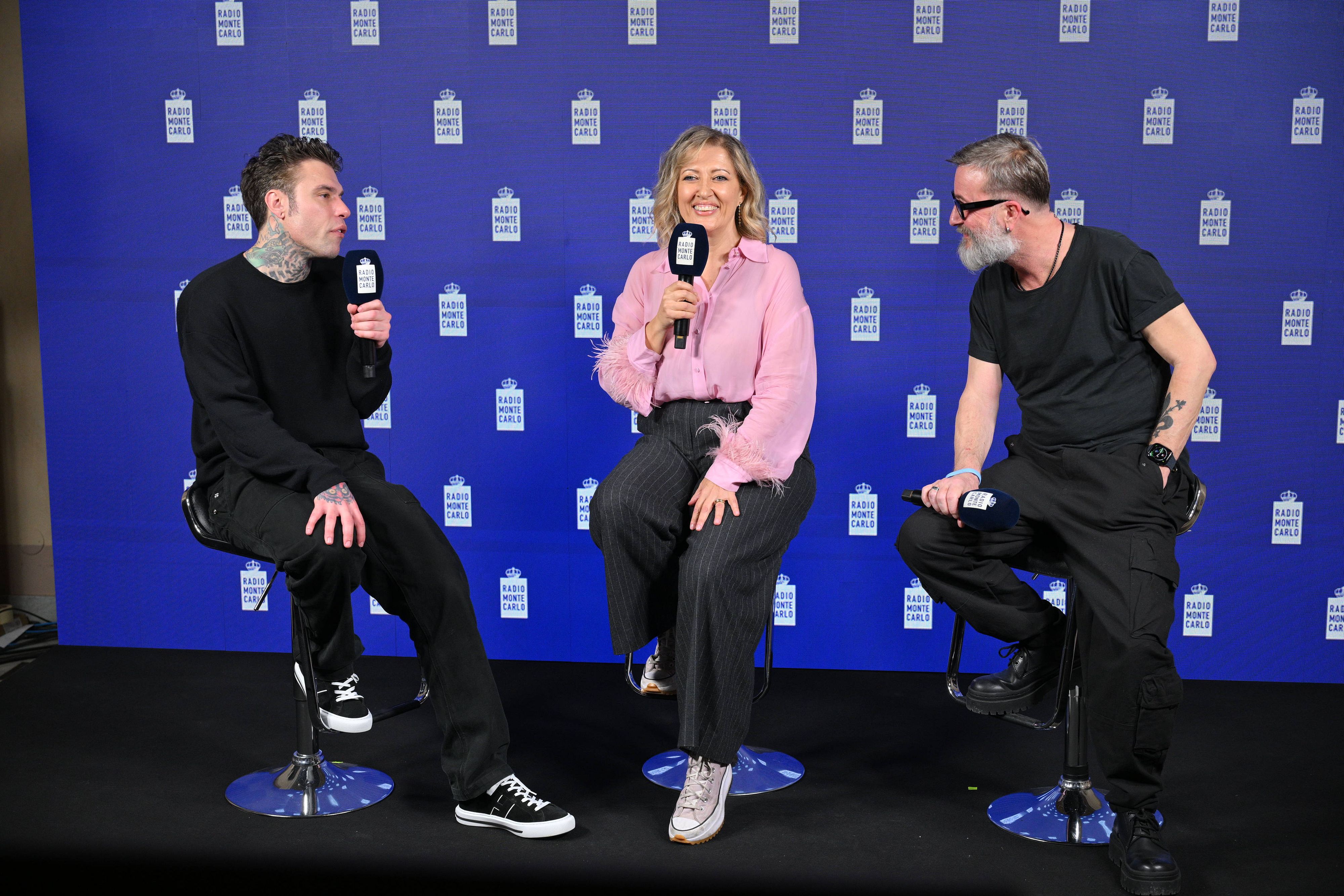 Fedez e Marco Masini ospiti di Radio Monte Carlo: le foto più belle