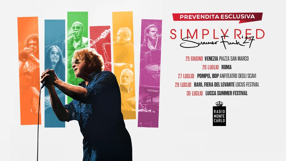 Simply Red 2027: il tour italiano. La presale esclusiva con Radio Monte Carlo