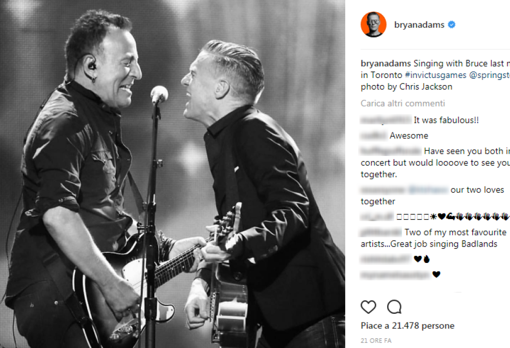 Bruce Springsteen e Bryan Adams hanno cantato insieme a Toronto. Guarda il video e le foto!