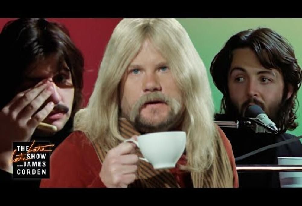 The Beatles, James Corden pubblica la parodia perfetta del film Get Back e diventa il quinto Beatle. Guarda il video