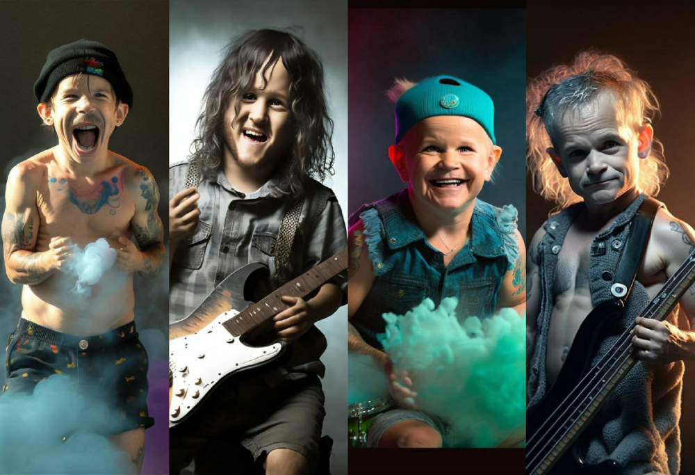 I Red Hot Chili Peppers in versione bambini (visti dall’intelligenza artificiale). Guarda la gallery