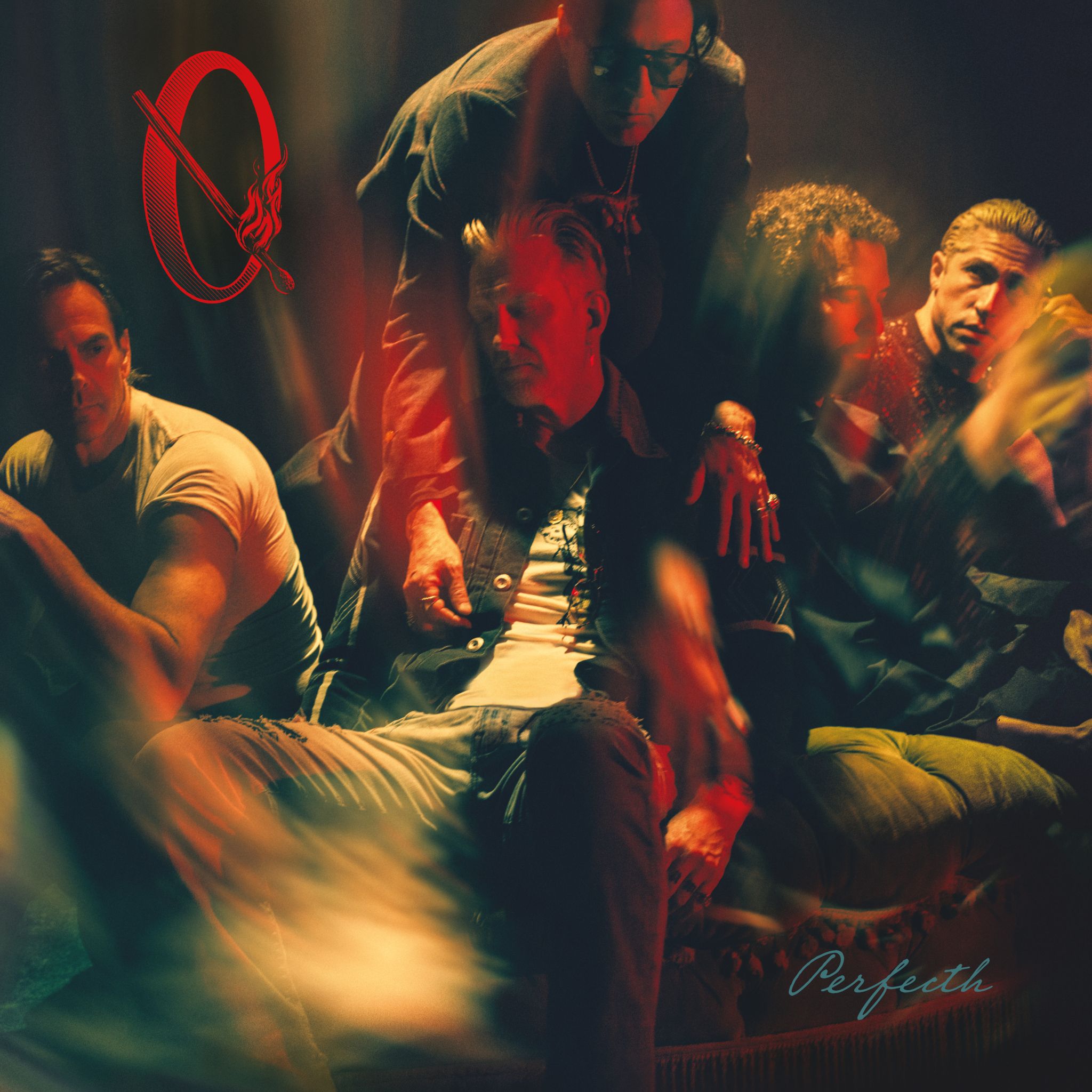 Dancing crowd in a dark club with red and warm lighting and motion blur; a handwritten 'Perfection' watermark is visible in the corner.