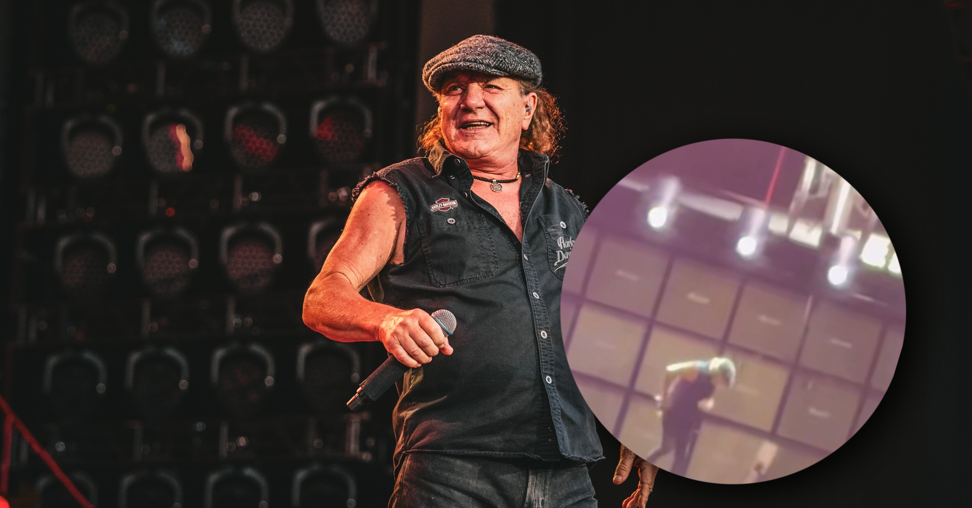 AC/DC, Brian Johnson rischia l'incidente: è caduto sul palco un pezzo di un cannone della scenografia. Guarda il video