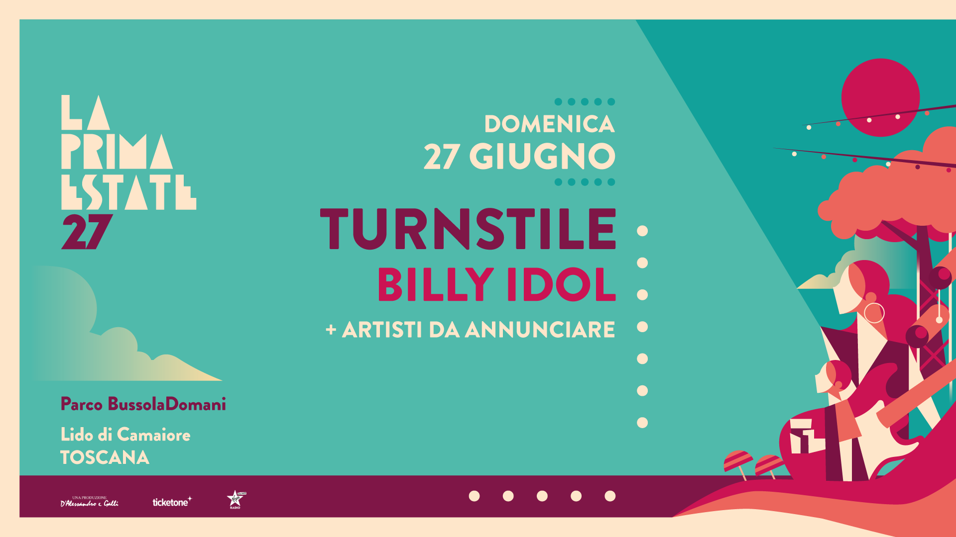 Turnstile + Billy Idol: UFFICIALE in concerto a La Prima Estate a Lido di Camaiore il 27 giugno 2027. Tutte le info