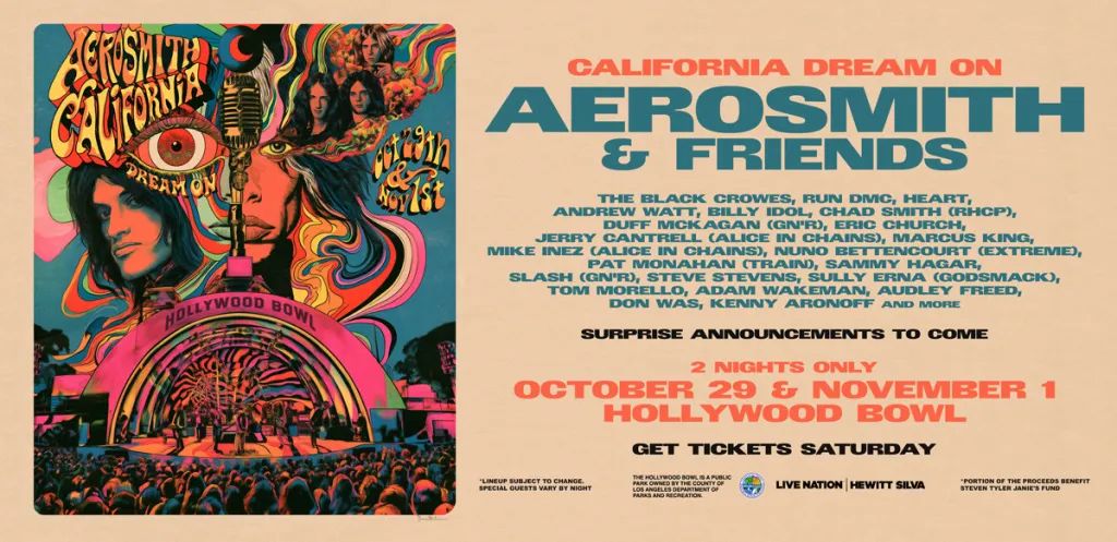 Aerosmith & Friends: la band di Steven Tyler e Joe Perry torna dal vivo per due concerti all'Hollywood Bowl. Tutti i dettagli
