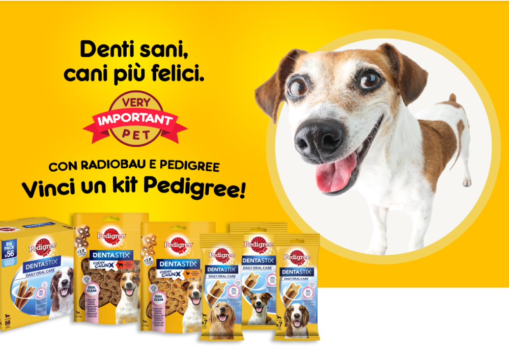 Gioca a “DENTI SANI, CANI PIU’ FELICI”, il nuovo contest di RadioBau e Pedigree Dentastix