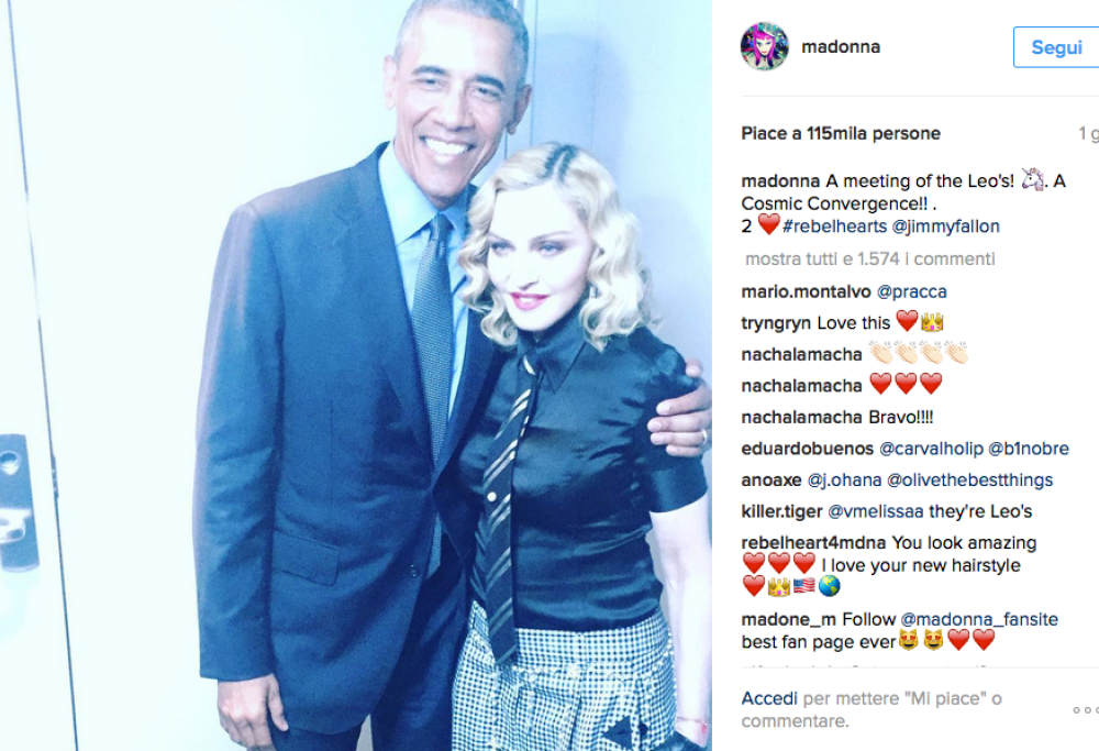 Madonna stregata da Obama