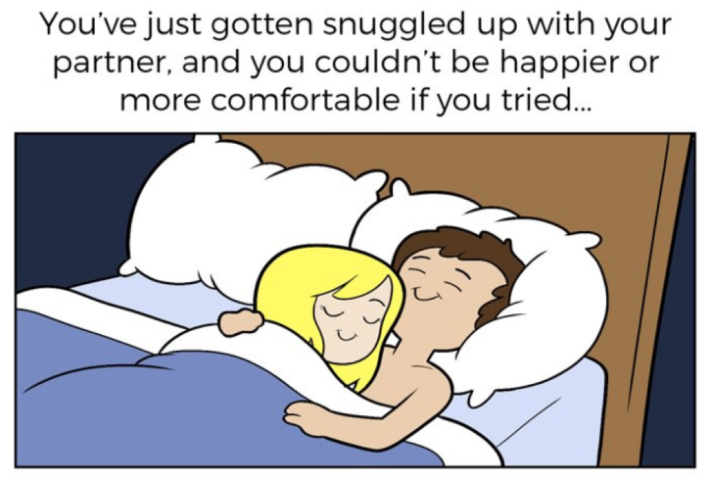 Dormire con la propria metà. Ecco le 6 fasi da superare nelle divertenti vignette di Jacob Andrews