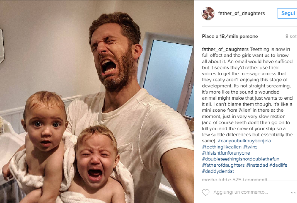 Simon, papà di quattro figlie, racconta su Instagram la sua vita da genitore