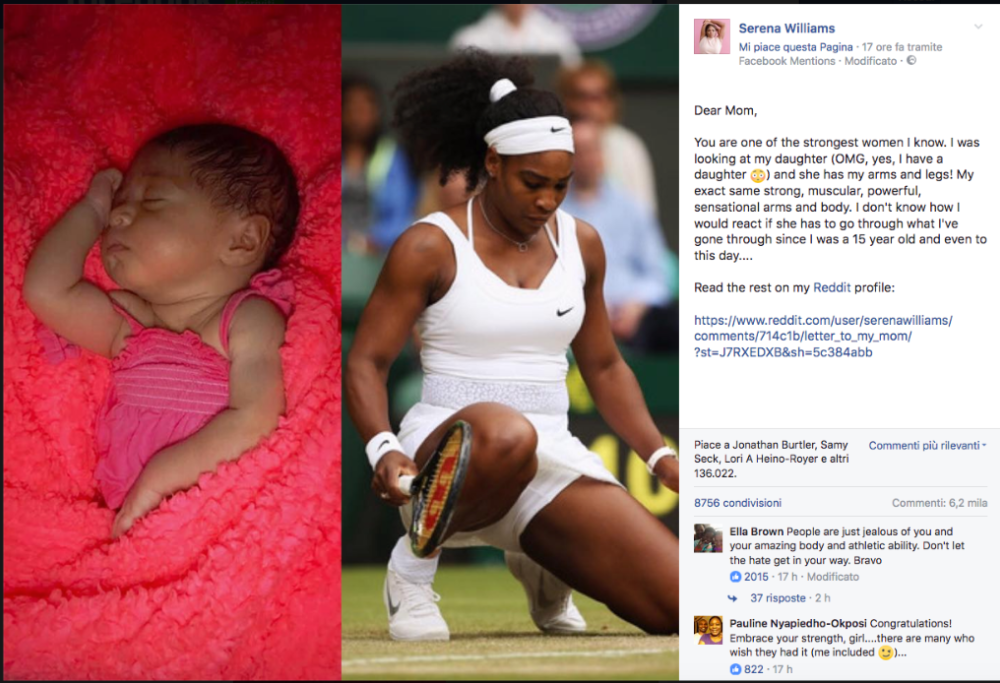 Serena Williams: grazie mamma per la forza che mi hai dato
