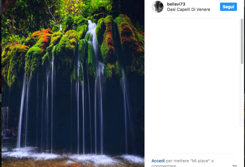 E’ tutto italiano un luogo che sembra uscito da una fiaba: le cascate dei Capelli di Venere