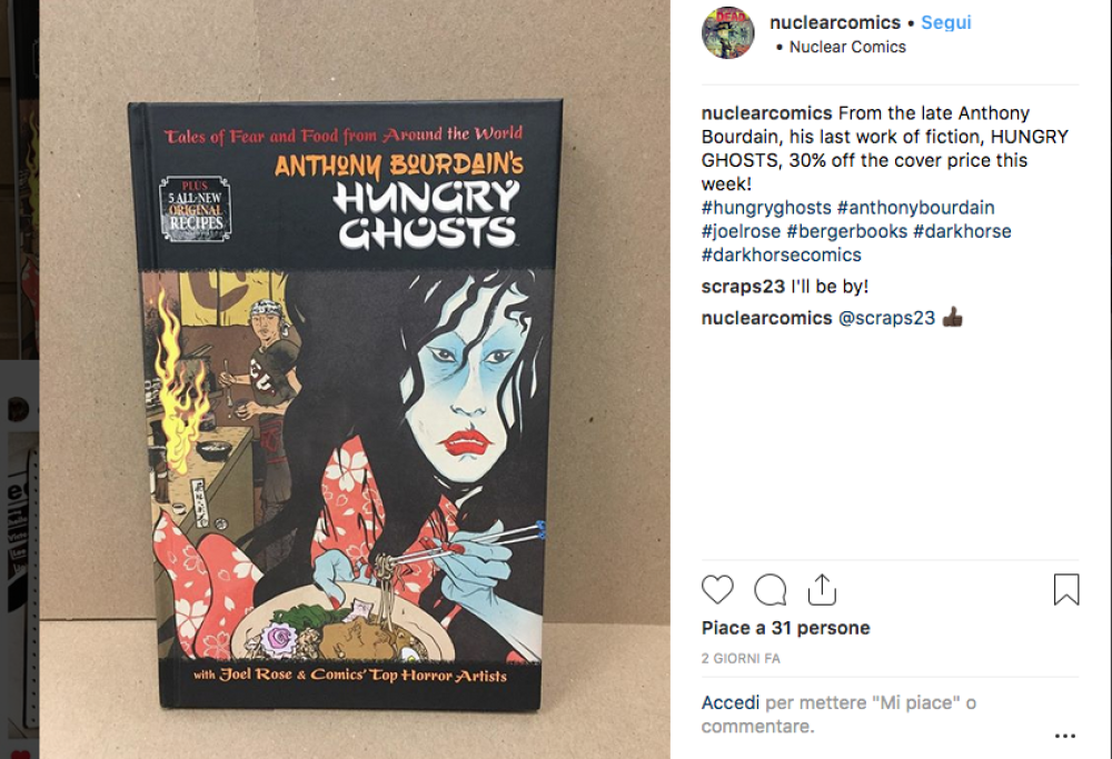 Bourdain: a ottobre esce la sua graphic novel Hungry Ghost