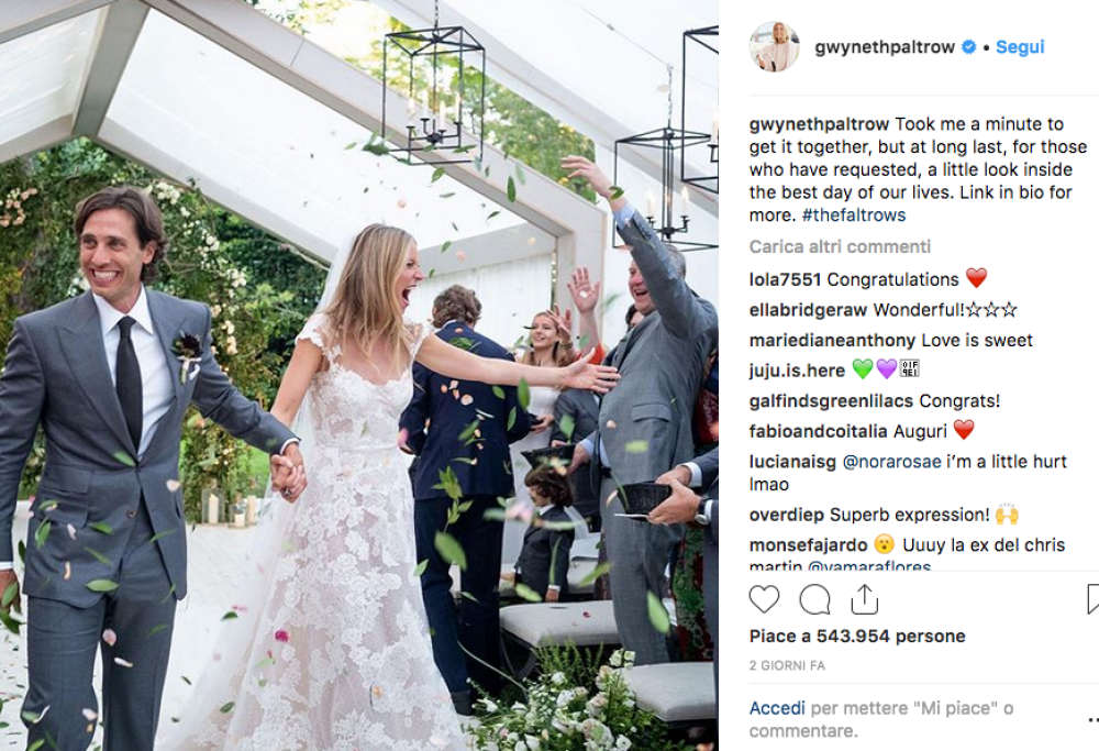 Gwyneth Paltrow pubblica finalmente le foto del suo matrimonio