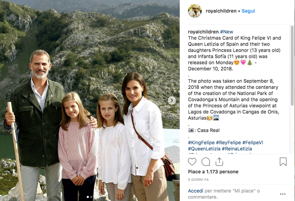 Natale 2018: gli auguri della Famiglia Reale di Spagna